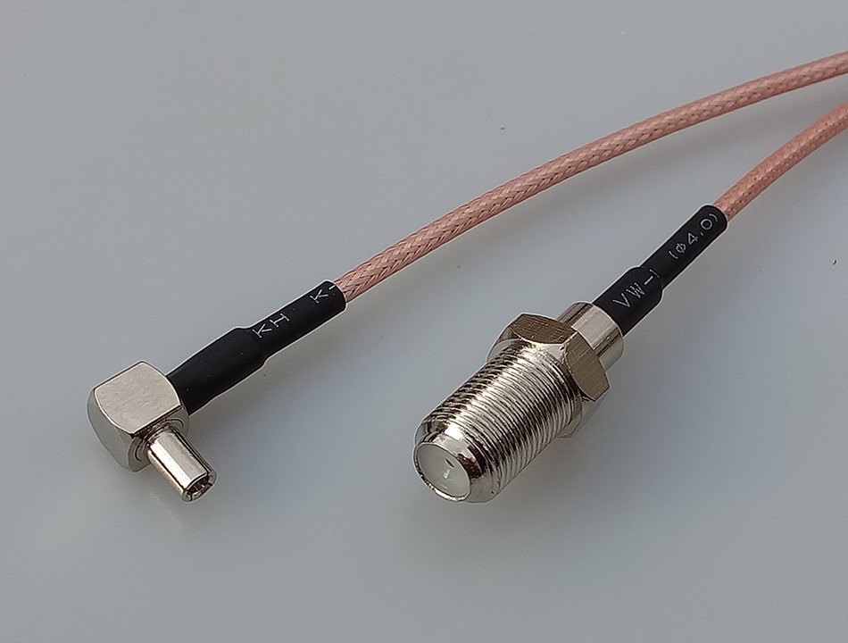 TS9 right angle switch F type female pigtail cable